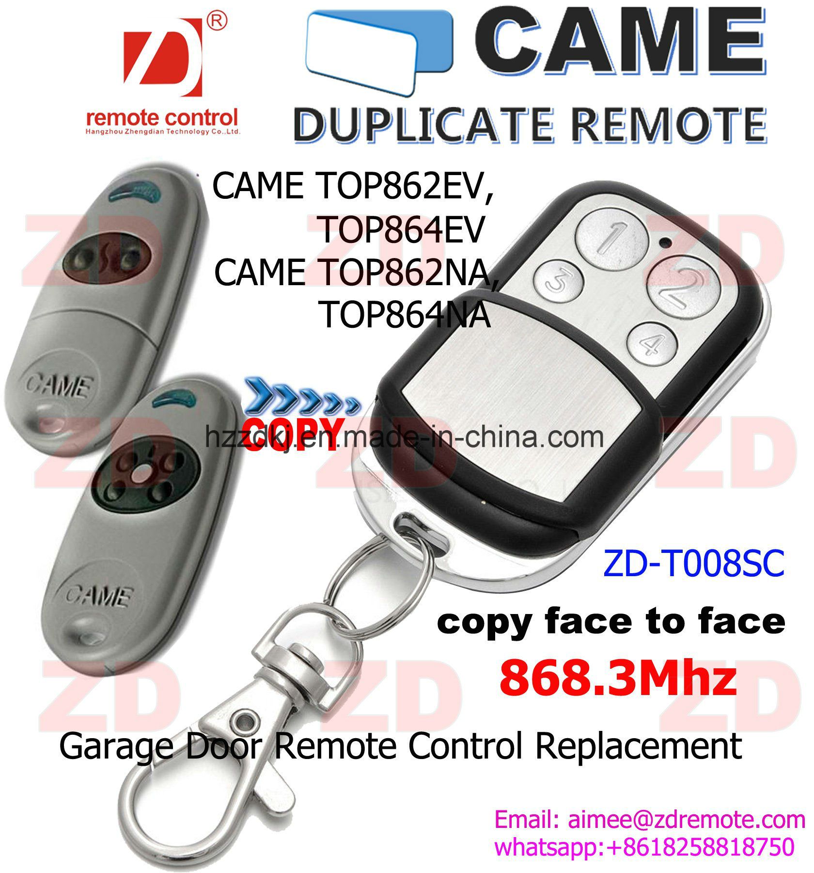 Came Top862na, Top864na Universal Remote Control Replacement Transmitter