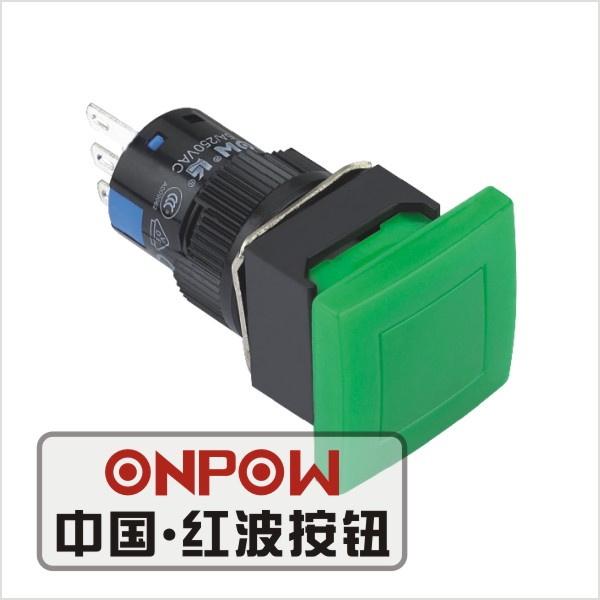 Onpow 16mm Illuminated Momentary Square Push Button Switch (LAS1-ADF-11/G/12V) (Dia. 16mm) (CE, CCC, RoHS, REECH)