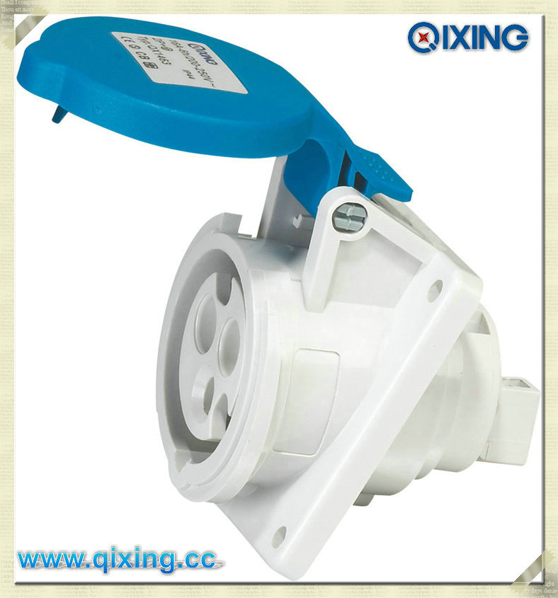 Ceeform IP44 230V 3p Blue Flush Mounted Socket Angle Type
