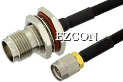 SMA Male to TNC Female Bulkhead RF Test Cable Assembly