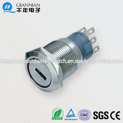 19mm 1no Nc/2no 2nc 2position 3position Key IP50 Ik10 Push Button Switch