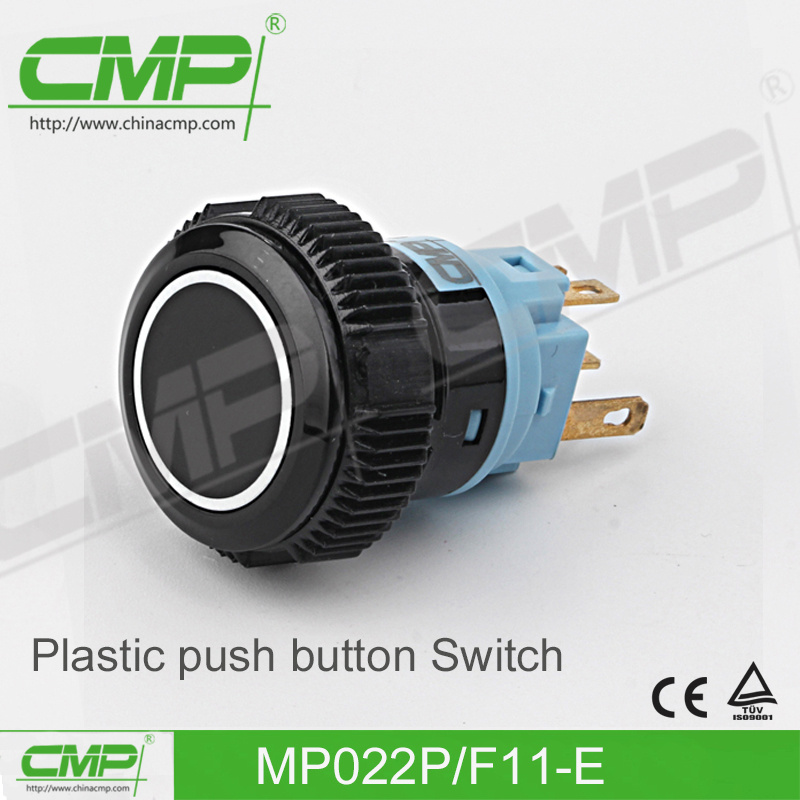22mm Plastic Pushbutton Switch (MP22P/F11-E/B/12V, CE, TUV, ISO9001)