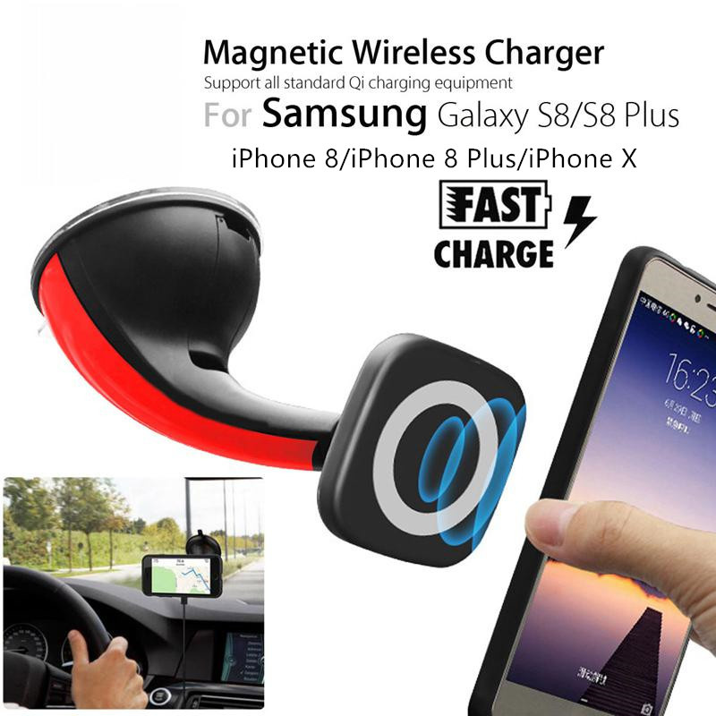Newest Qi Windshield Magnetic Location Wireless Car Charger for Samsung/iPhone