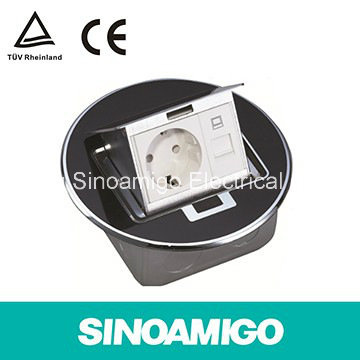 Round Resin Plate Pop-up Floor Box with German Socket