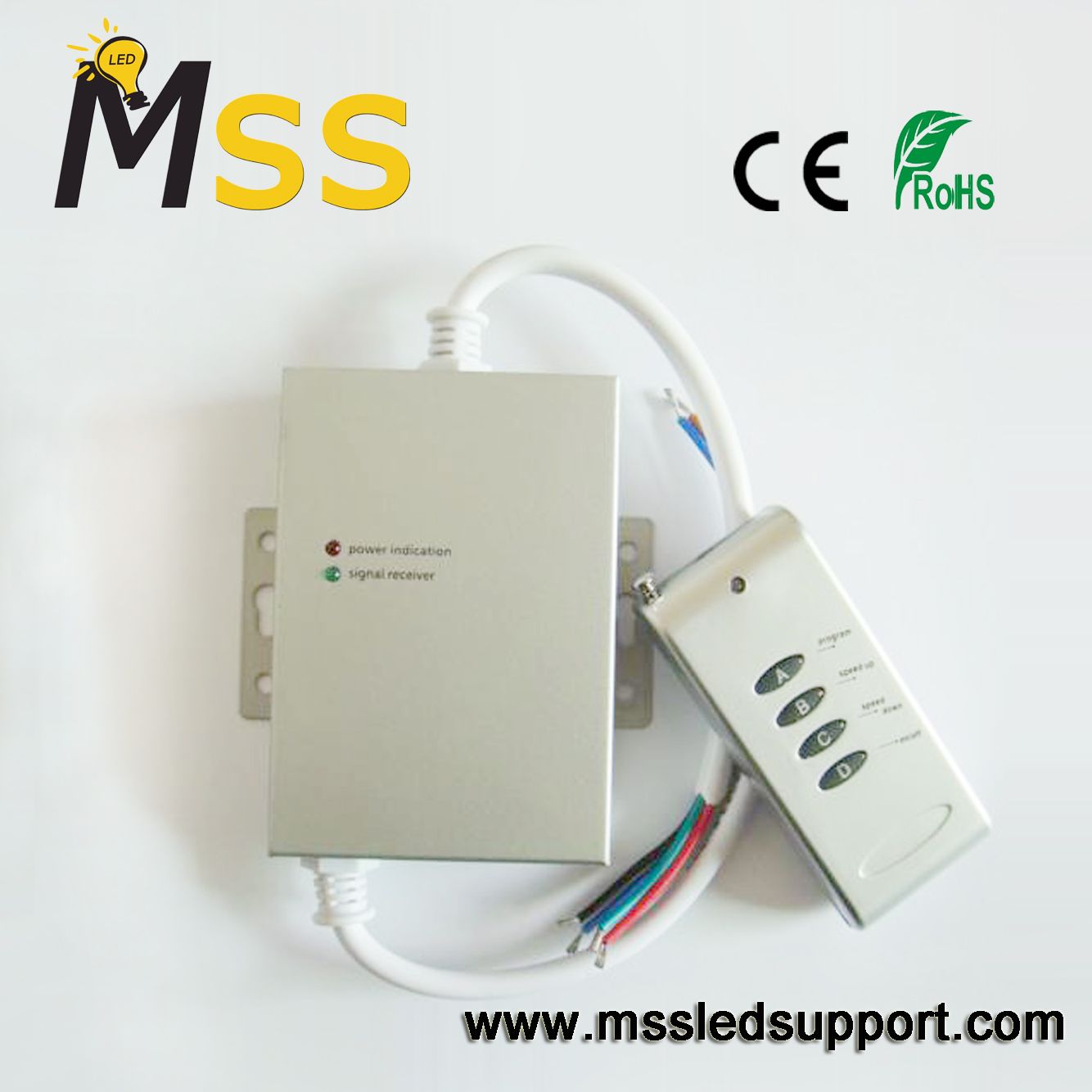4A, 144W Wireless RGB LED RF 4-Key Audio Controller