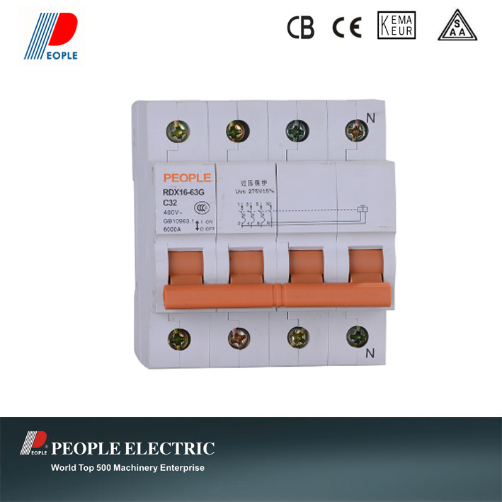 MCB with Undervoltage & Overvoltage Protection Rdx16-63gq 3p+N