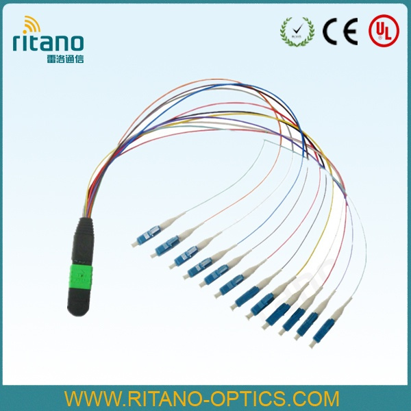 MPO-LC 8core Optical Fiber Cable Multi-Patchcords Fanout Length 50cm