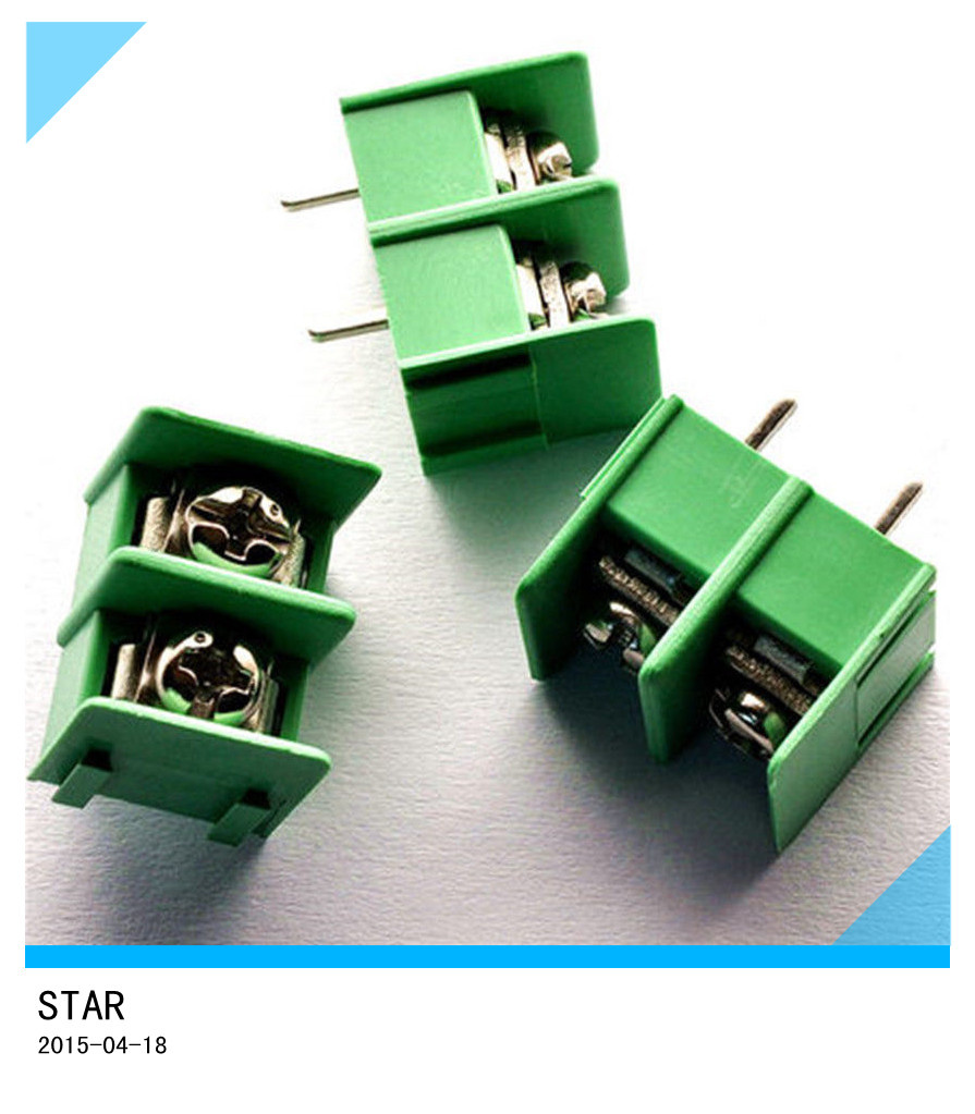 10PCS 7.62mm Pitch 2 Pin 2 Way Straight Pin PCB Screw Terminal Block Connector