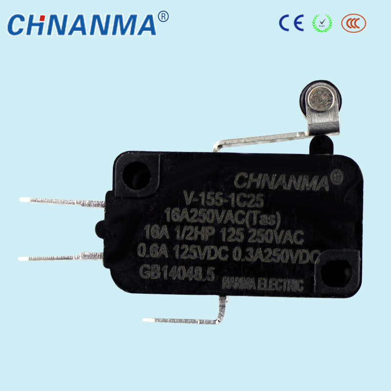 250V Black Stainless Steel Plug Lever Micro Switch