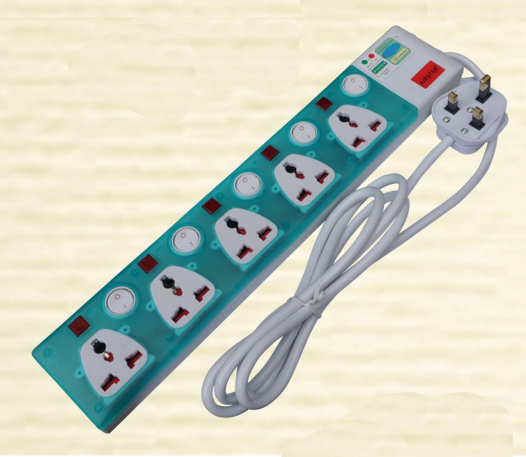 5gang 5way Movable Multi Function Colorful Extension Electrical Multiple Plug Socket