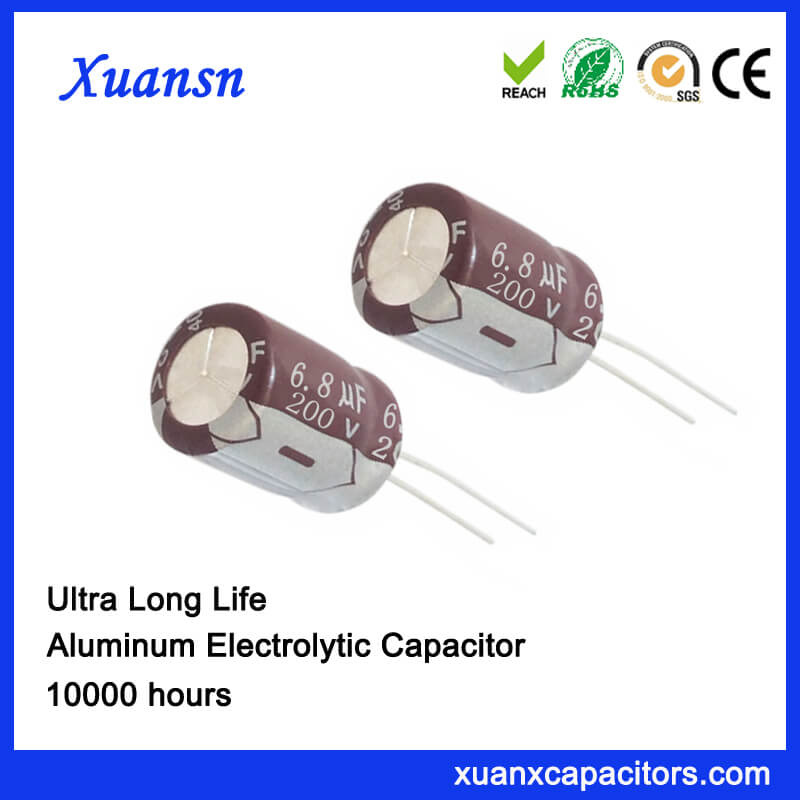 High Quality Electrolytic Capacitors 6.8UF 200V 10000hours