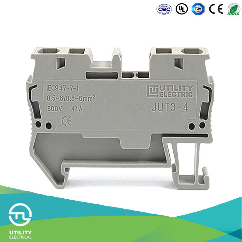Dinrail Spring Wiring Terminal Block Jut3-4 Electrical Cable Connector