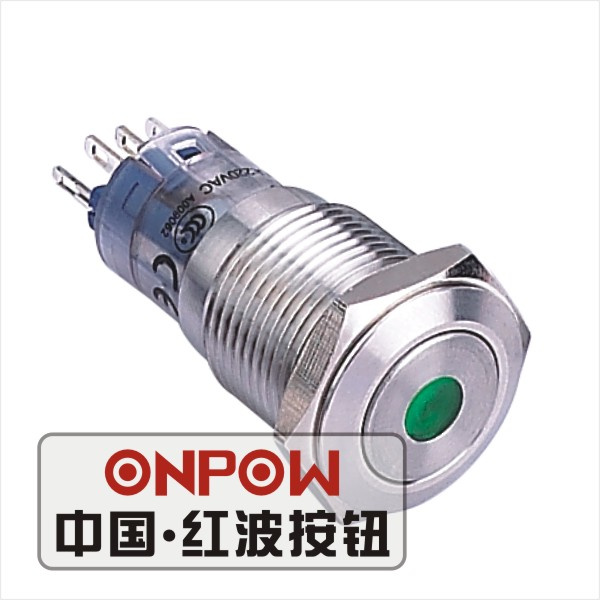 Onpow 16mm Push Button Switch (LAS2GQF-11D/R/12V/S, CE, CCC, RoHS, REECH)