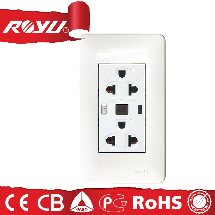 250V Fixed Leakage Protection Wall Multi Socket with Indicator Lamp