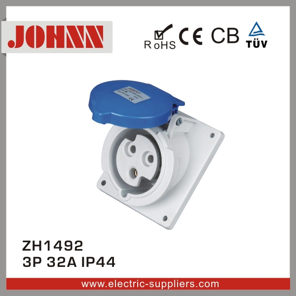 IP44 3p 32A Slopping Panel Mounted Socket for Industrial