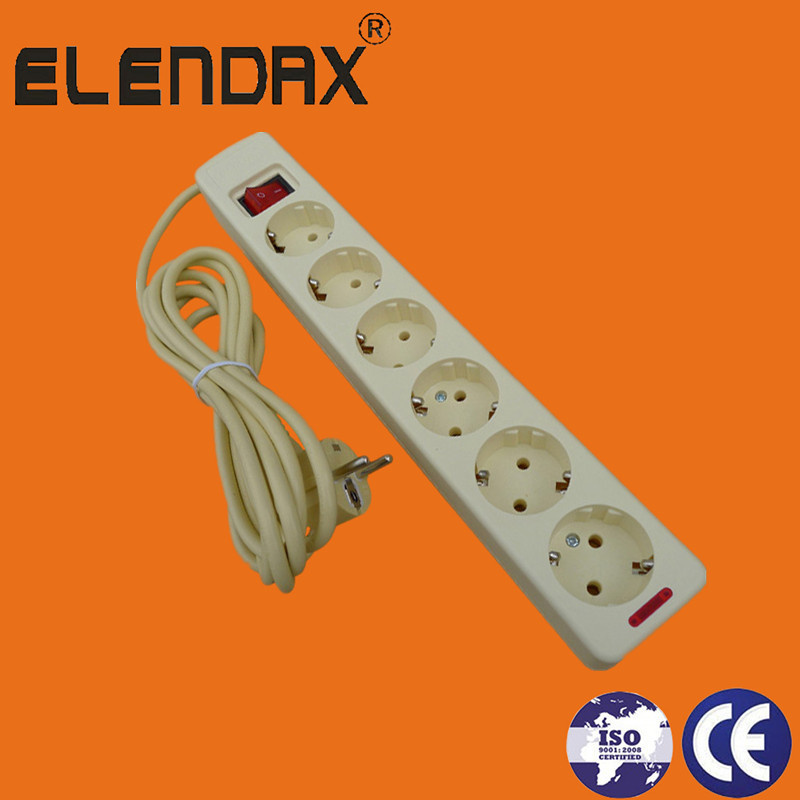 6-Way Extension Euro Socket with/Without Cord and Switchch (E5006ES)