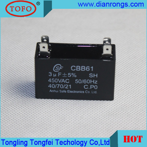 Cbb61 Fan Capacitor 3UF 450V Capacitor