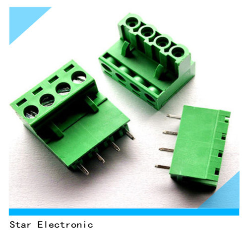 4 Pin 5.08mm Pitch Right Angle Terminal Block Connector Green