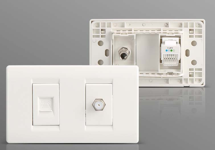 Widely Use 16A 250V Electric Switch TV Socket with Tel