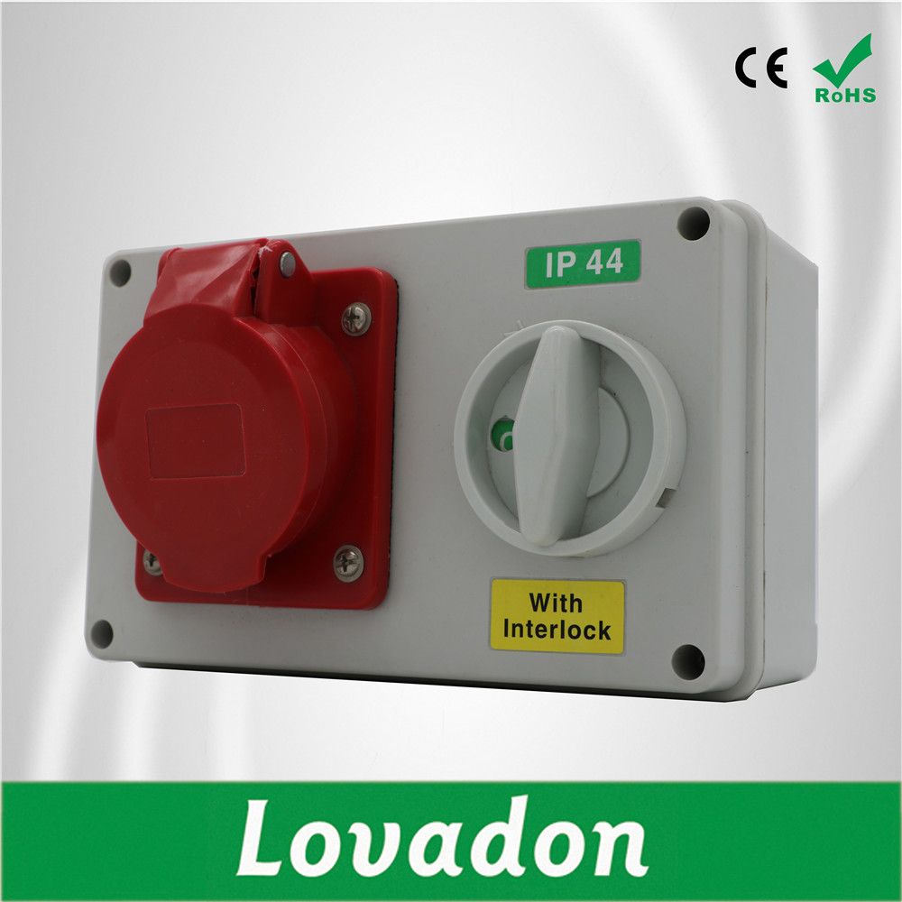 IP44 IP65 Industrial Plug Socket 220V 16A Connector Interlocking Switch Socket Box