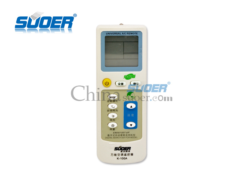 Suoer Good Quality Universal Air Conditioner Remote Control with Digital Search Suit for Moodel (K100A)