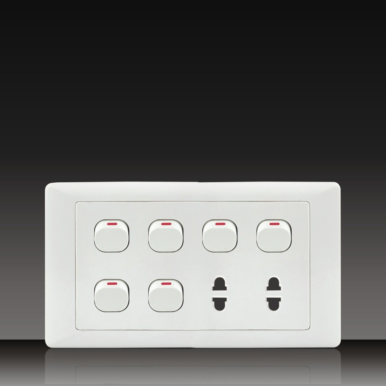 4gang Single Way Switch + 2gang 2pole Socket (S204DK1-2Z2)