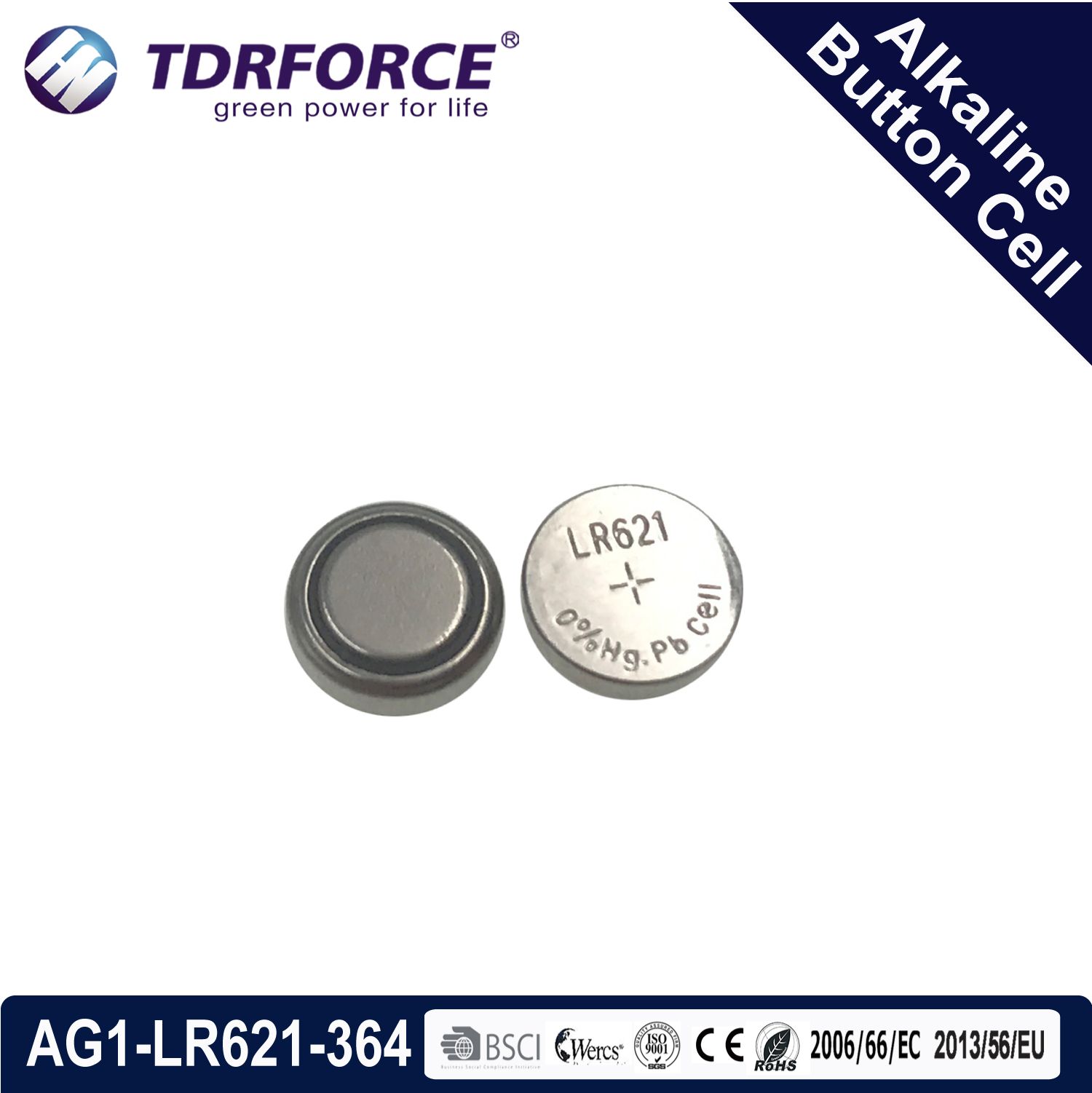 Mercury&Cadmium Free China Factory Bulk Alkaline Button Cell for Watch (1.5V AG1/LR60/364)