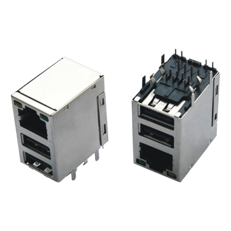Metal Shield RJ45 Jack with Dual USB Port