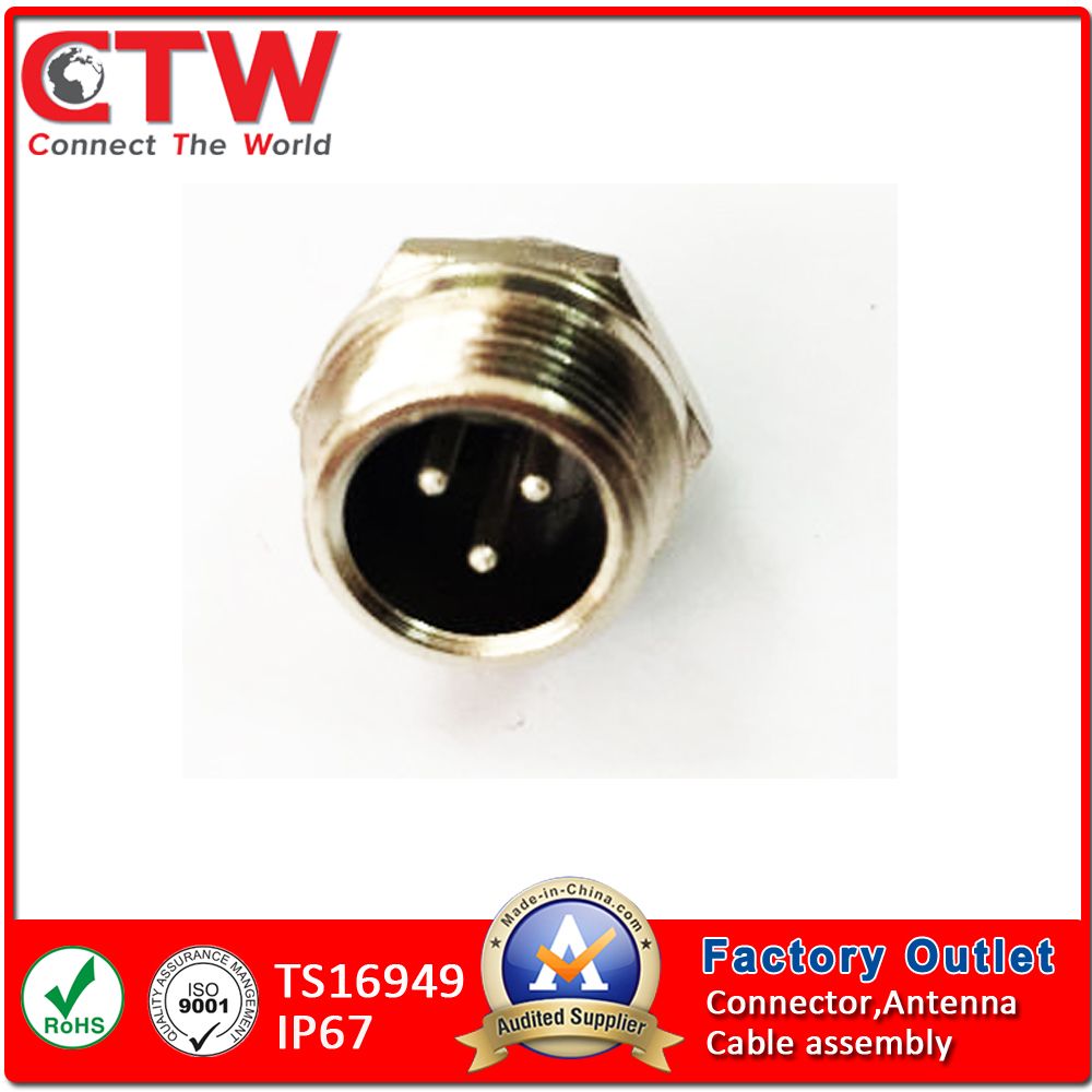 Gx12 Receptacle Male Panel Side Connector
