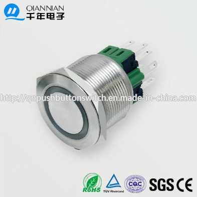 25mm 1no Nc/2no 2nc Resetable Self-Locking Flat Ring Illuminated IP67 Ik10 Push Button Switch