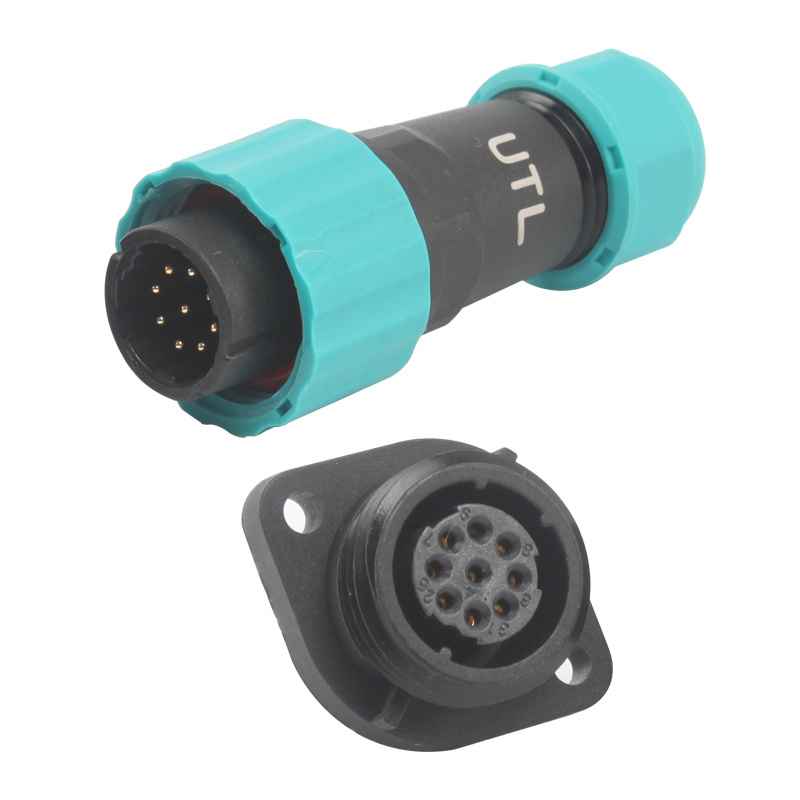 IP68 Circular Connector Panel Mount Socket 2 Hole Flange