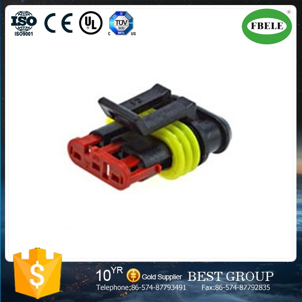3pin Electrical Waterproof Female Terminal Plastic Cable Wire Auto Connector