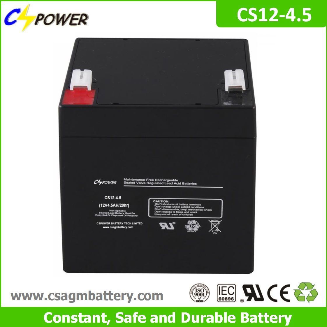 Cspower 12V 4.5ah Deep Cycle AGM Battery for UPS, Electronic Toy
