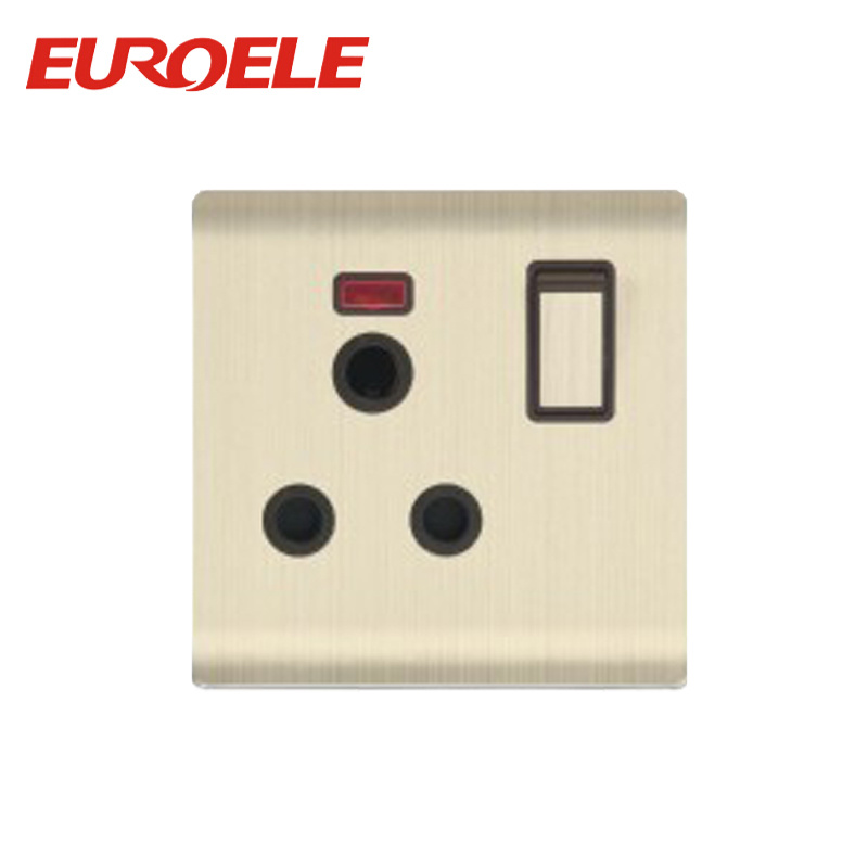 15A Aluminum Plate Champagne Gold Switched Socket