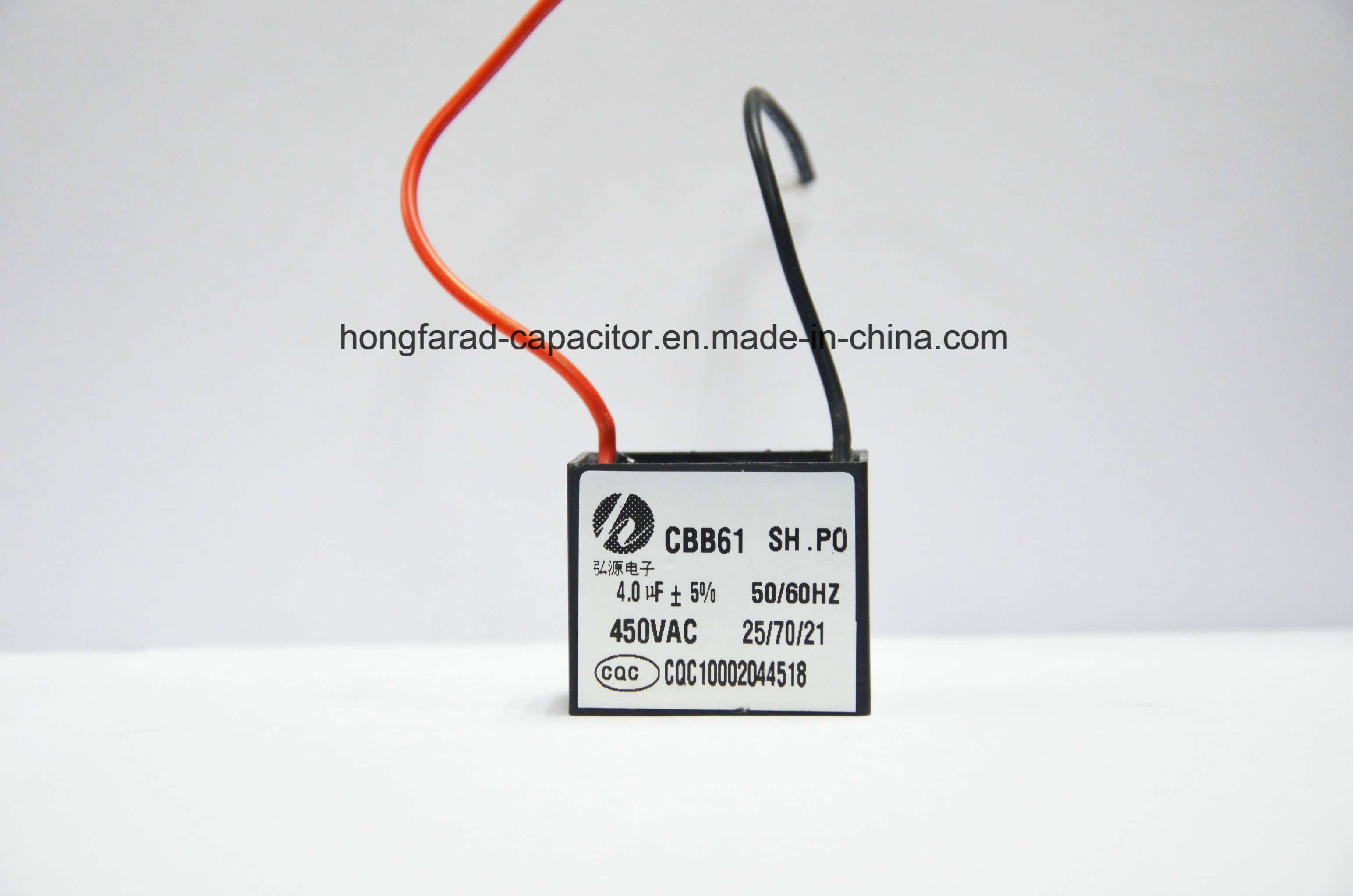 Cbb61 Metallized Polypropylene Film AC Motor Capacitor with Wire