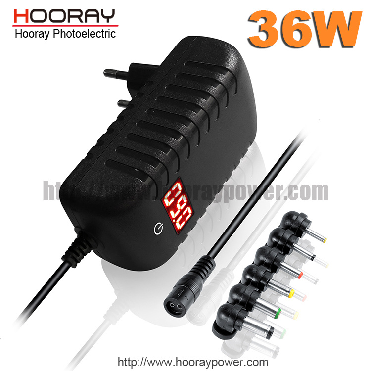 Multiple 6 Tips Universal 36W Touch Switch 3-12V Adjustable Voltage Adaptor 12W 15W 18W 3V-12V Wall Plug LCD Display Voltage Power Adapter Supply