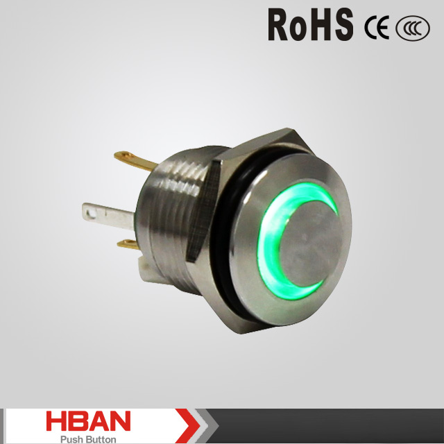 16mm High Round Ring LED Blue Light Push Button Switch