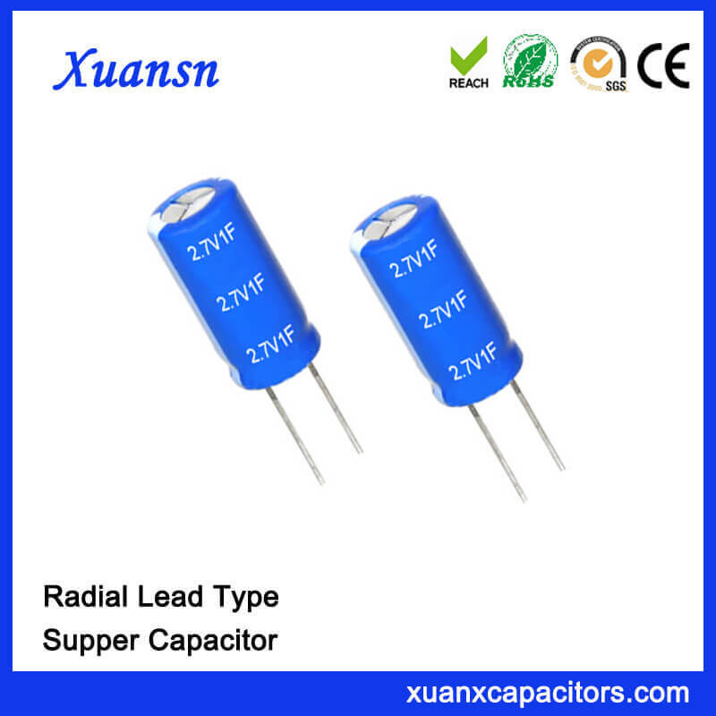 Lead Type Super Farad Capacitor 2.7V 1f Capacitor