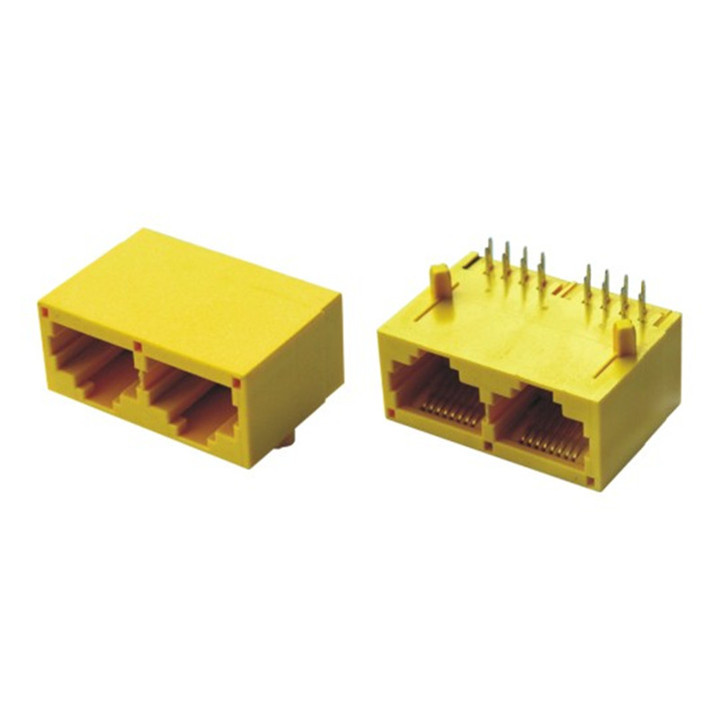 RJ45 Socket 21mm Network Interface 1*2 Dual 8p8c Socket Connector