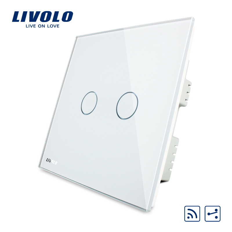 Livolo 2gangs 2way Crystal Glass Panel Remote Touch Switch Vl-C302sr-61