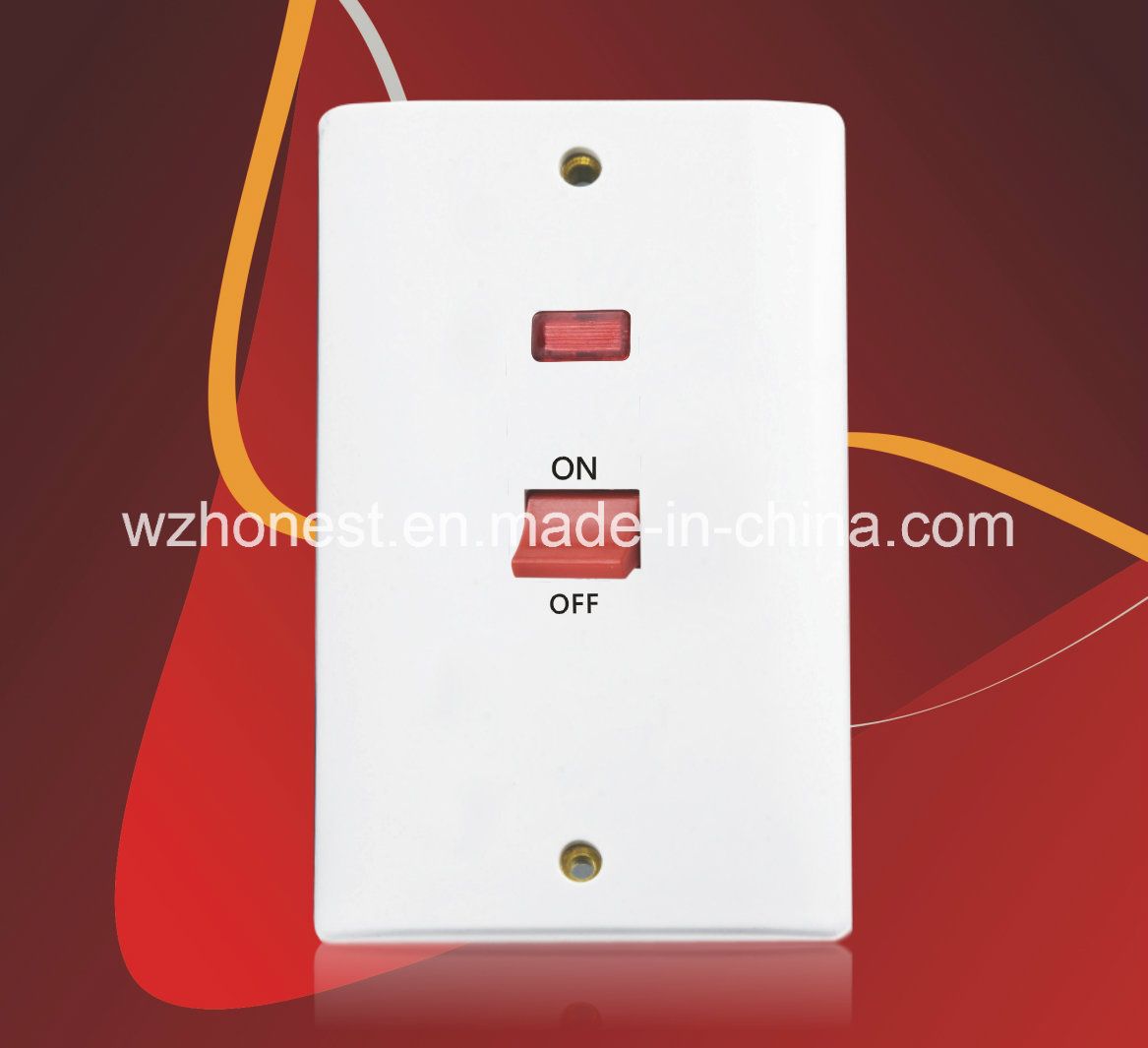New Style 45A 1 Gang Double Pole BS Wall Switch Witch Neon