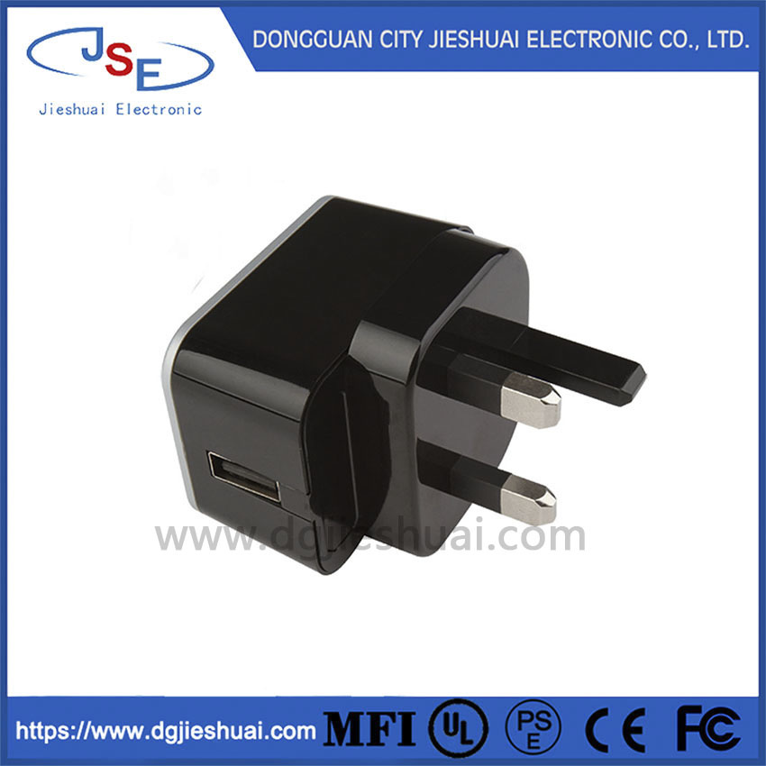 USB Wall Charger (UK Plug) , UK 3 Prong Plug Power Adapter 1 Port USB 2.4A, Fast Charge for Mobile Phone