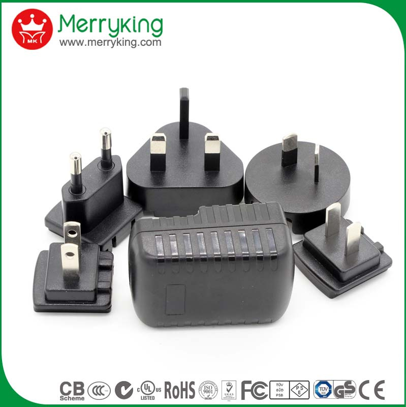 Au/EU/UK/Us Interchangeable Plug 5V 2A Wall Mount USB Universal Charger