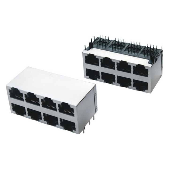 Made in China RJ45 Connector 2 Row Dual Ports PCB Socket