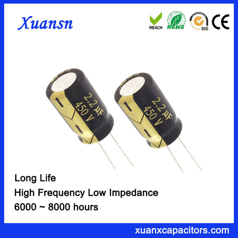 Scooter Capacitor Electrolytic 450V 2.2UF 8X12mm 8000hours