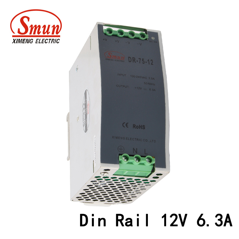 Smun Dr-75-12 75W 12VDC 6A DIN Rail Switching Power Supply