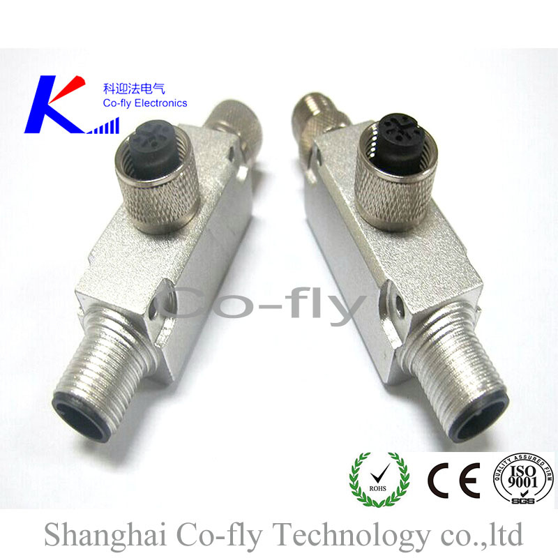 M12 T Type 3, 4, 5, 6, 8, 12 Pin Terminal Male/Female Shielded Connector Splitter
