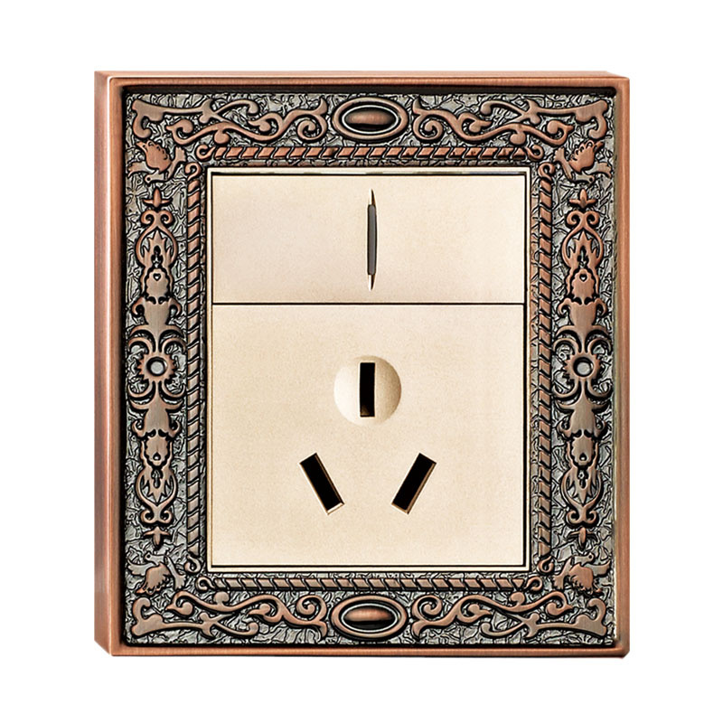 Brass Hotel Switch Socket with Classic Patterns
