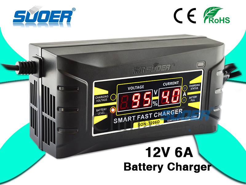 Suoer 12V 6A LCD Display Smart Fast Battery Charger (SON-1206D)