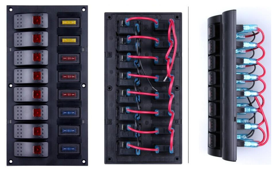 8 Gang Lighted Boat/Marine Rocker Switch Panel/Rocker Switch Panel